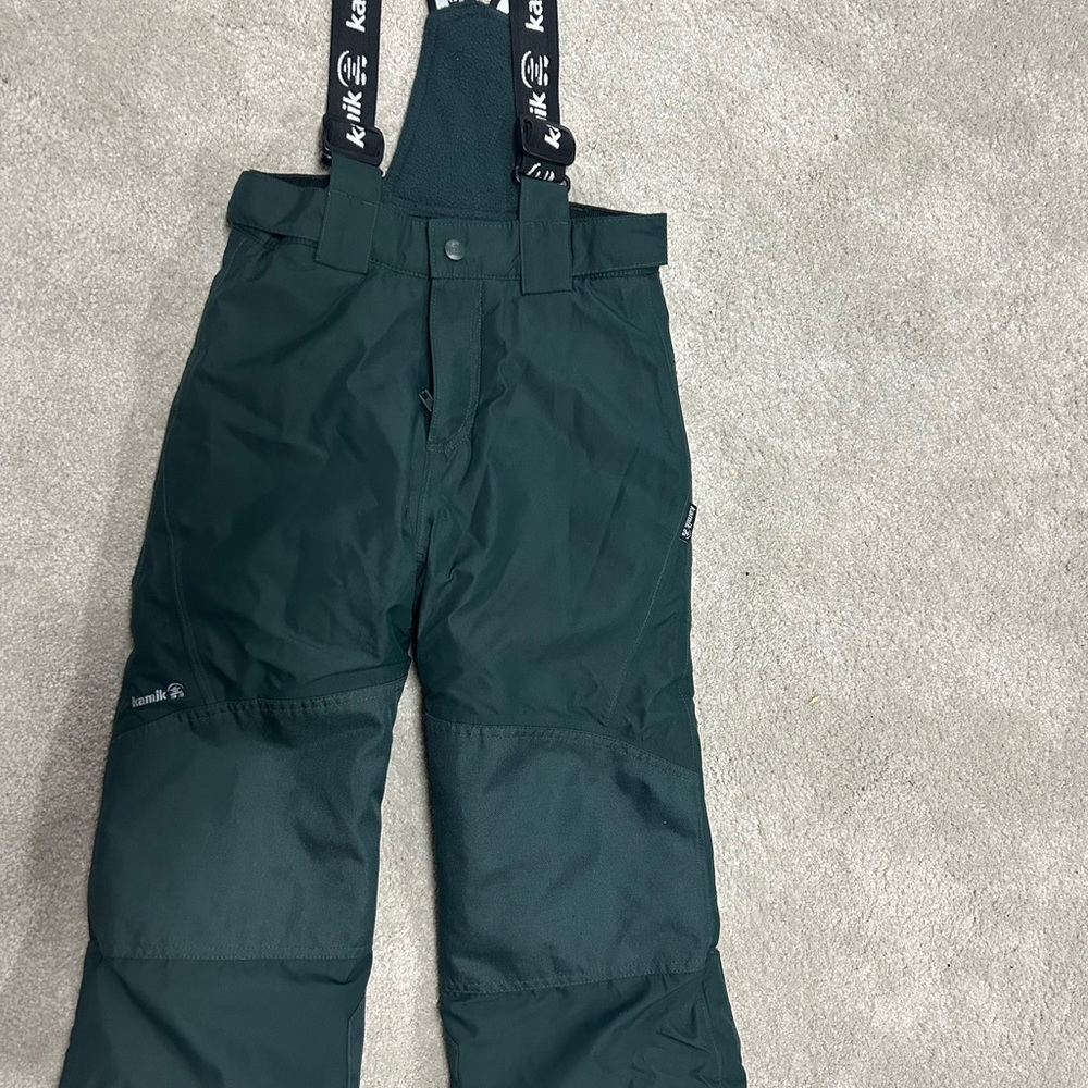 Kamik Kids Dark Green Snow Bib Pants with Adjustable Suspenders